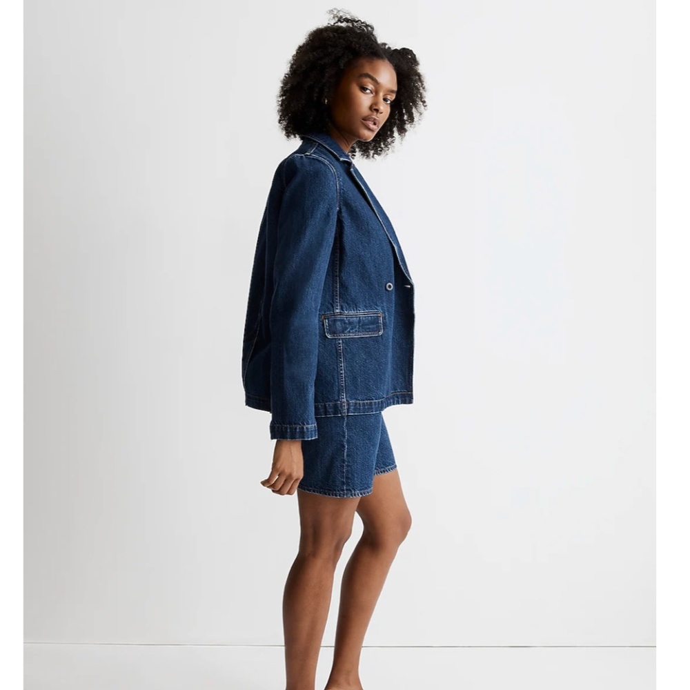 NWT Madewell by J.Crew Denim Blazer in Deardorff Wash Size S - Picture 3 of 4